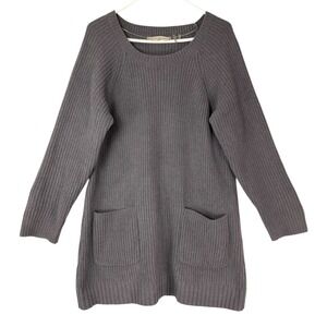 Soft Surroundings Gray Chenille Tunic Sweater S Pullover Scoop Neck Long Sleeve